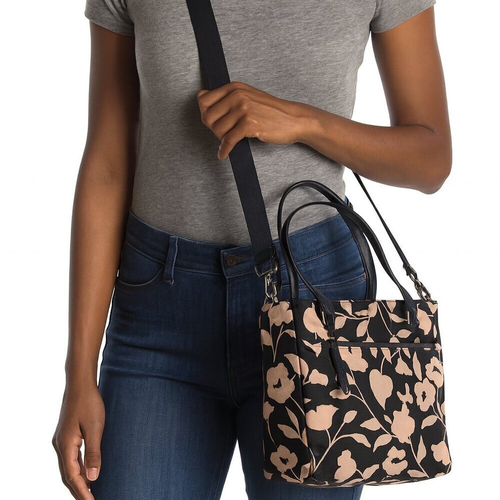 Kate Spade Jae Garden Nylon Leather Trim Floral Bag Top Handle & Crossbody Strap